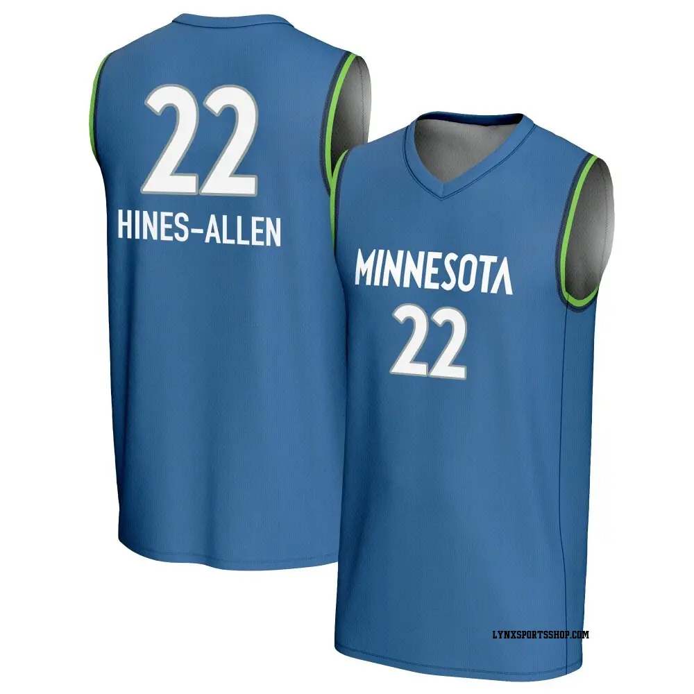 Men's Myisha Hines-Allen ＃22 Replica Blue Minnesota Lynx Lightweight Jersey